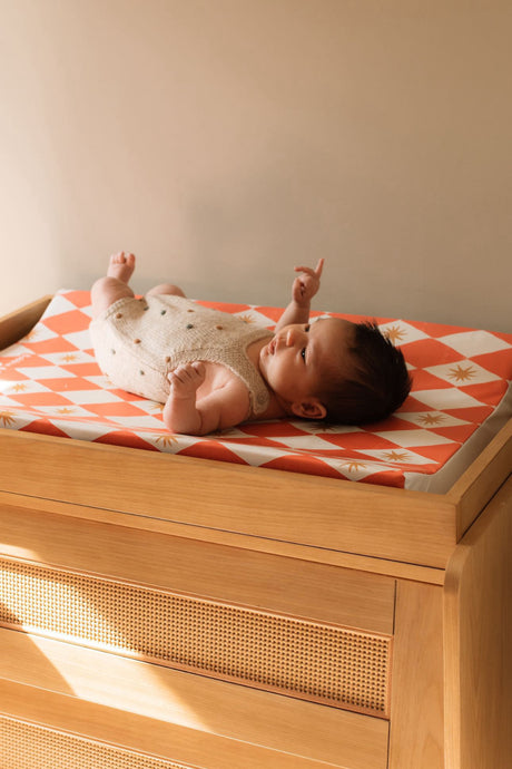 Anti-Roll Wedge Baby Changing Mat - Red Harlequin