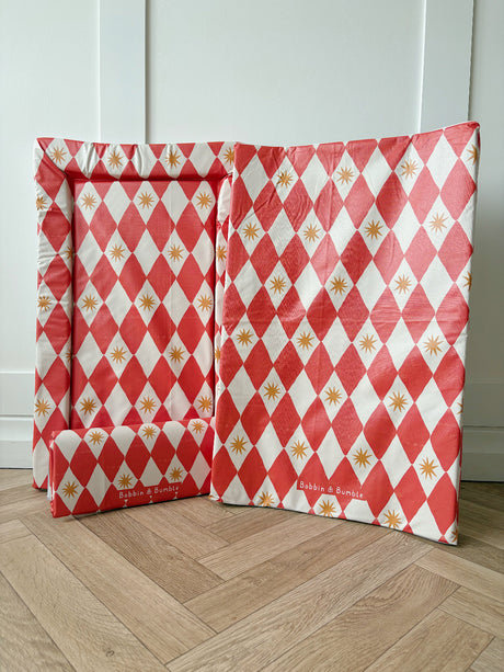 Complete Baby Changing Mat Bundle - Red Harlequin
