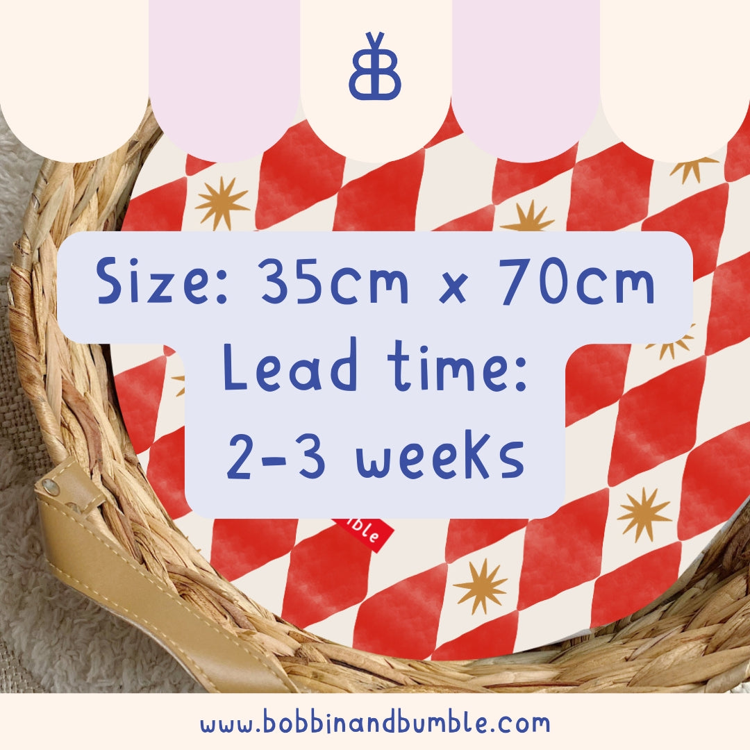 Red Harlequin Print PVC Changing Basket Liner | Bobbin and Bumble