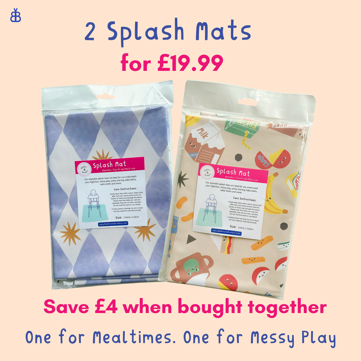 Splash Mat Bundle - Blue Harlequin and Snack Time