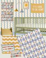 Anti-Roll Wedge Baby Changing Mat - Blue Harlequin