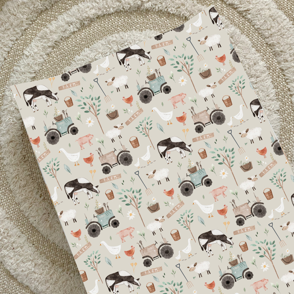 Anti-Roll Wedge Changing Mat - Gingers Farm Print | Bobbin and Bumble.