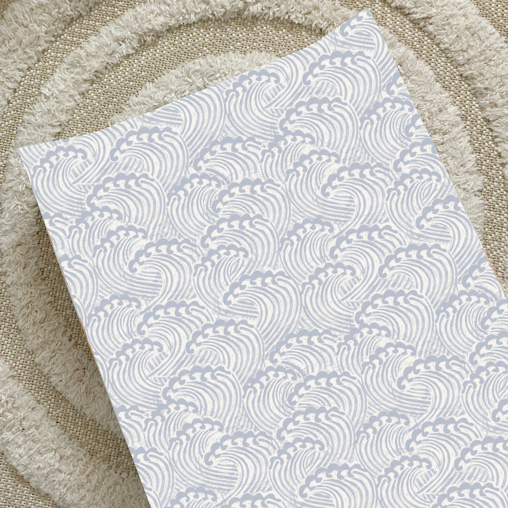 Anti-Roll Wedge Changing Mat - Blue Ocean Waves Print | Bobbin and Bumble.