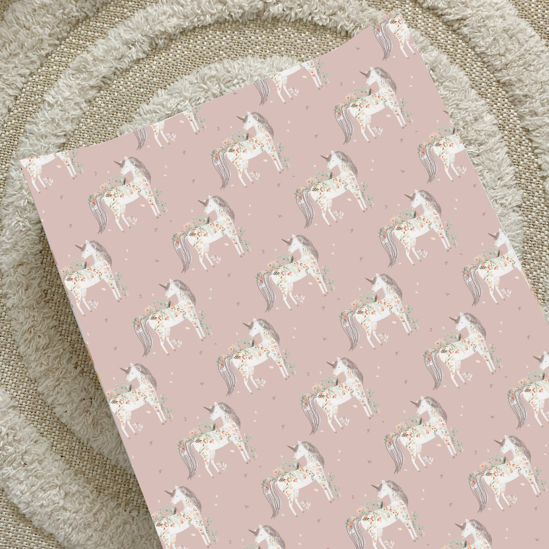 Anti Roll Wedge Changing Mat Pink Floral Unicorns Print Bobbin