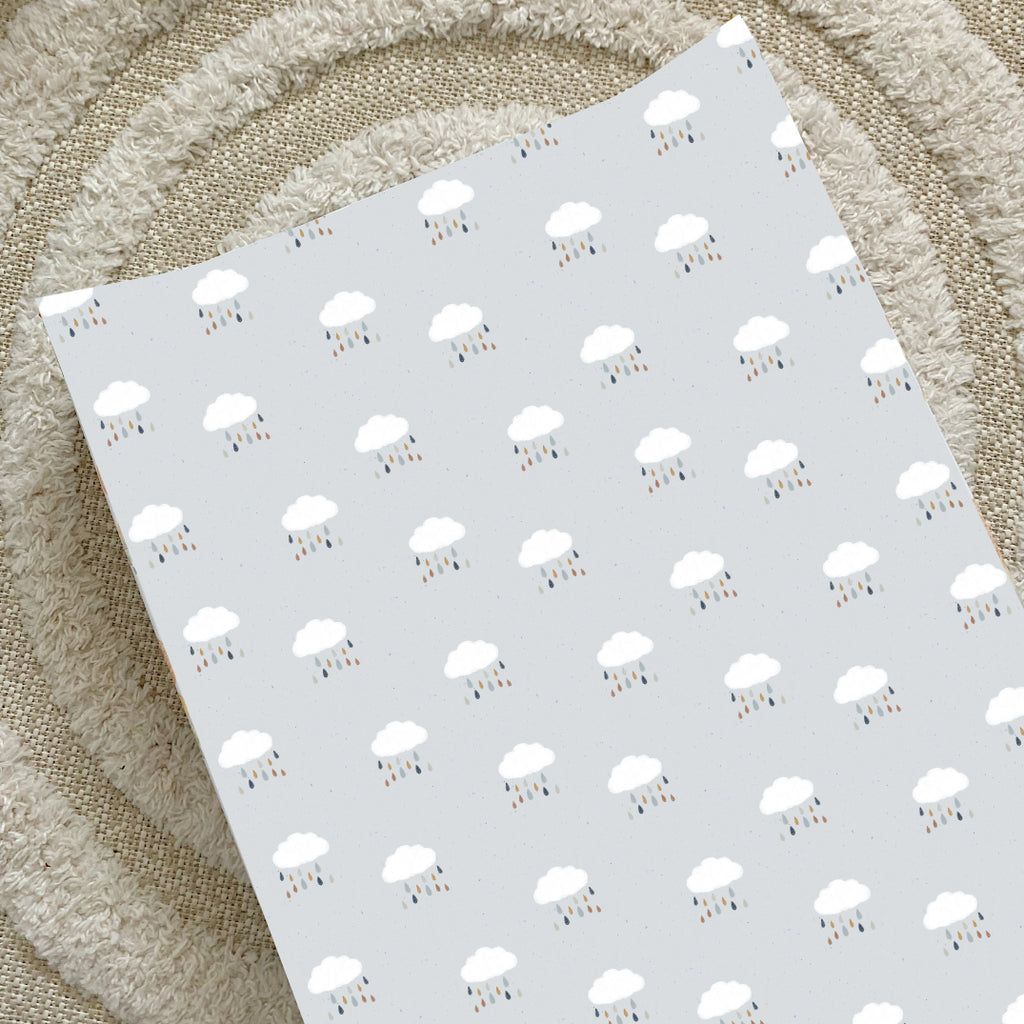 Anti-Roll Wedge Changing Mat - Rain Clouds | Bobbin and Bumble.