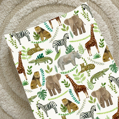 Anti-Roll Wedge Changing Mat - Safari Animals Print | Bobbin and Bumble.
