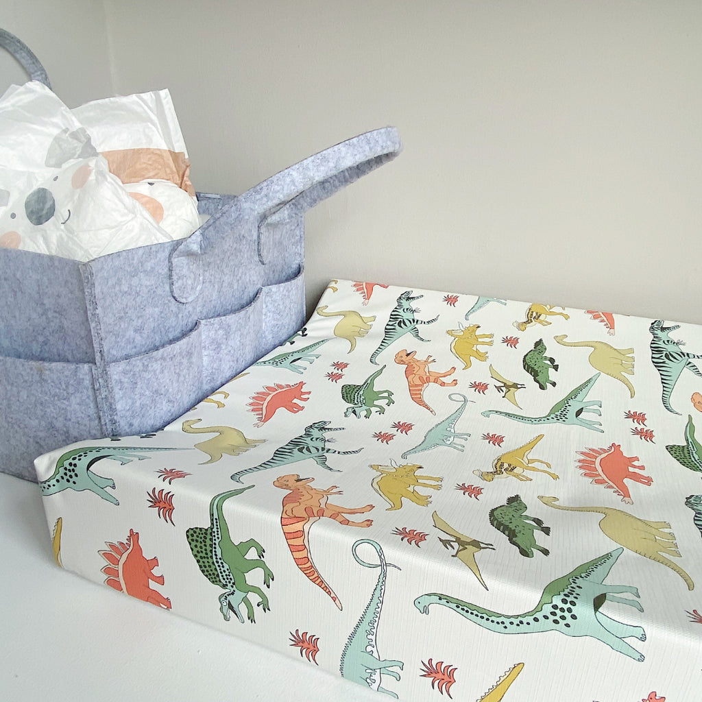 Anti-Roll Wedge Changing Mat - Dinosaur Print | Bobbin and Bumble.