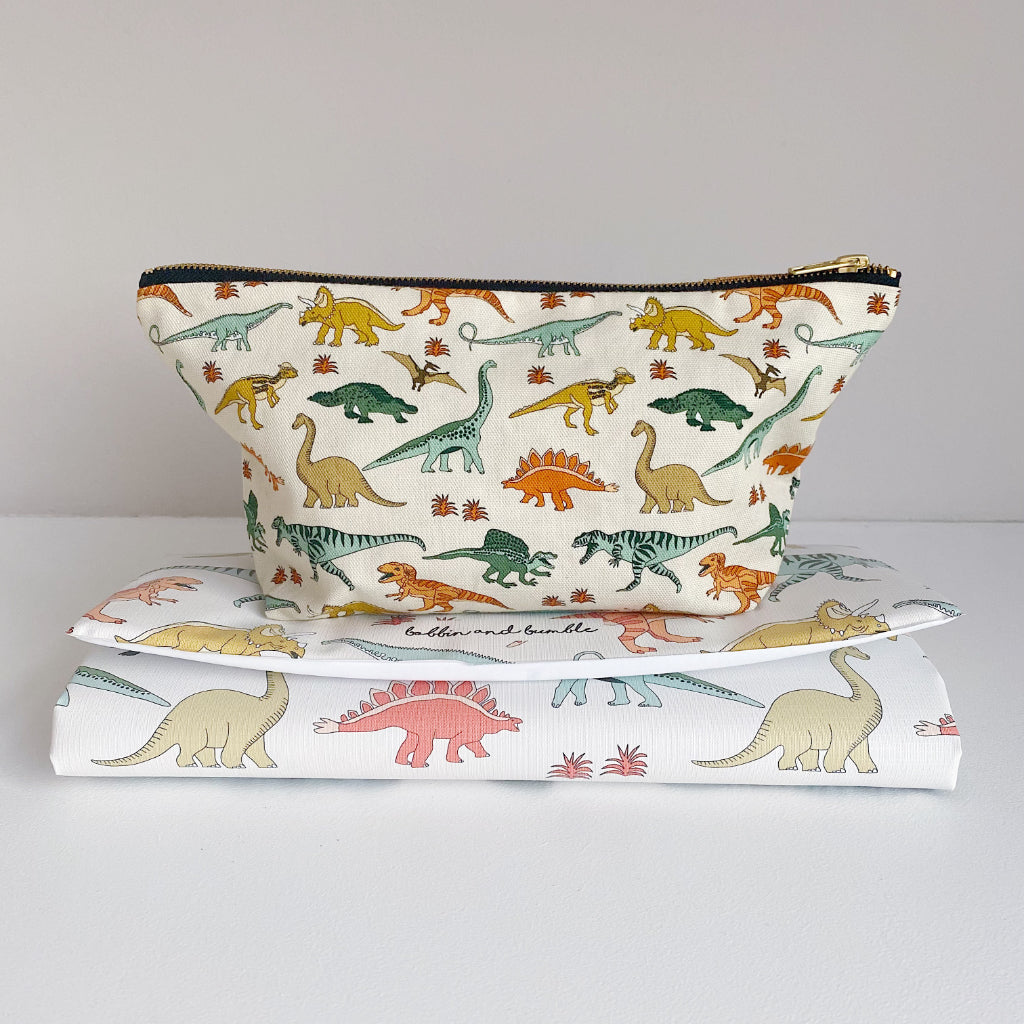 Nappy and wipes pouch - Dinosaur Print | Bobbin and Bumble.