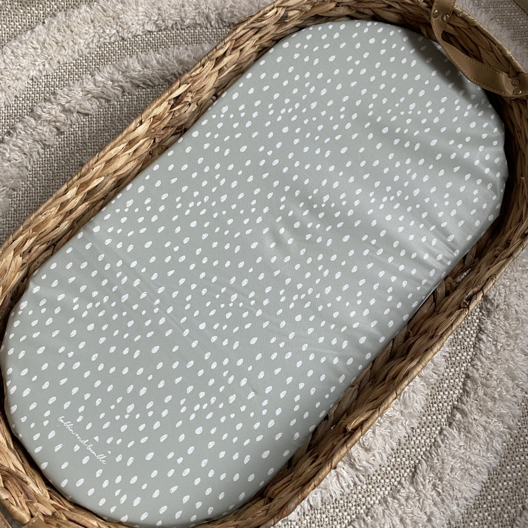 Sage Dots PVC Changing Basket Liner | Bobbin and Bumble | Bobbin and Bumble.