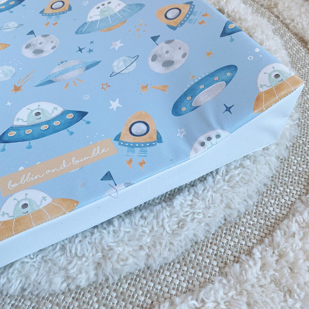 Anti-Roll Wedge Changing Mat - Space Print | Bobbin and Bumble.