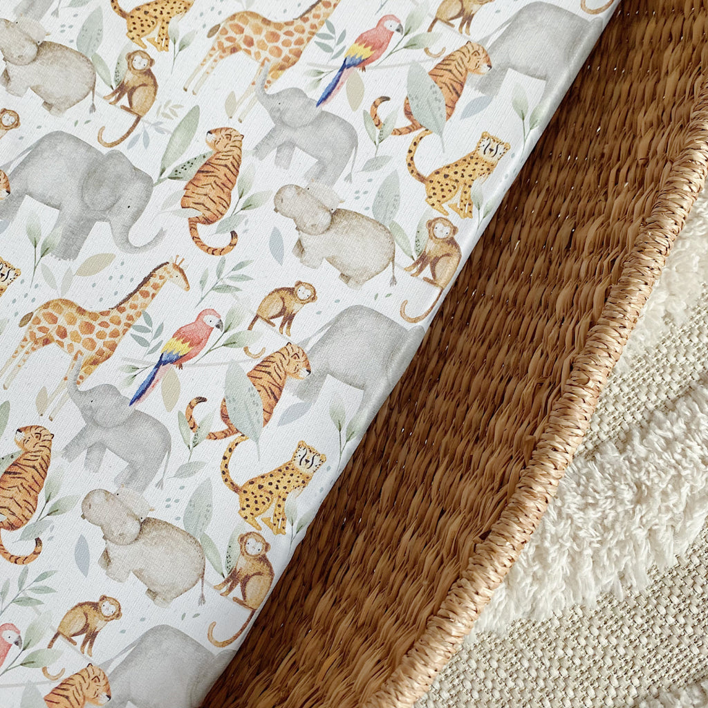 Basket Liner Mat - Jungle Animals Print | Bobbin and Bumble.