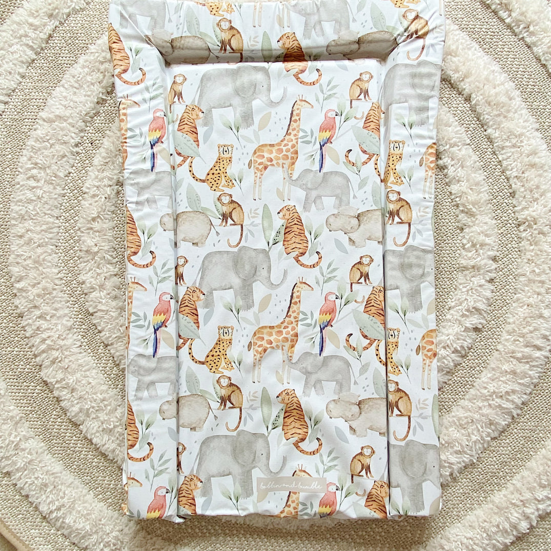 Deluxe Baby Changing Mat - Jungle Animals Print | Bobbin and Bumble.