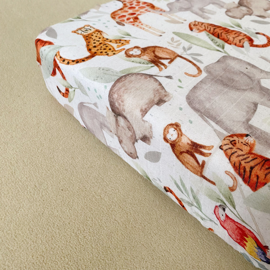 Baby Cot-Bed Sheet - Jungle Animals | Bobbin and Bumble.