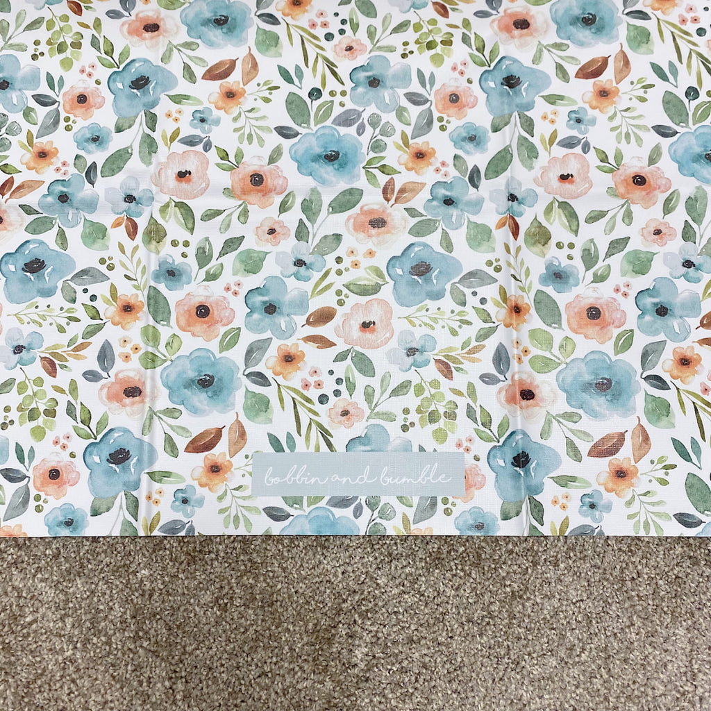 Splash mat -  Blue Floral Print | Bobbin and Bumble.
