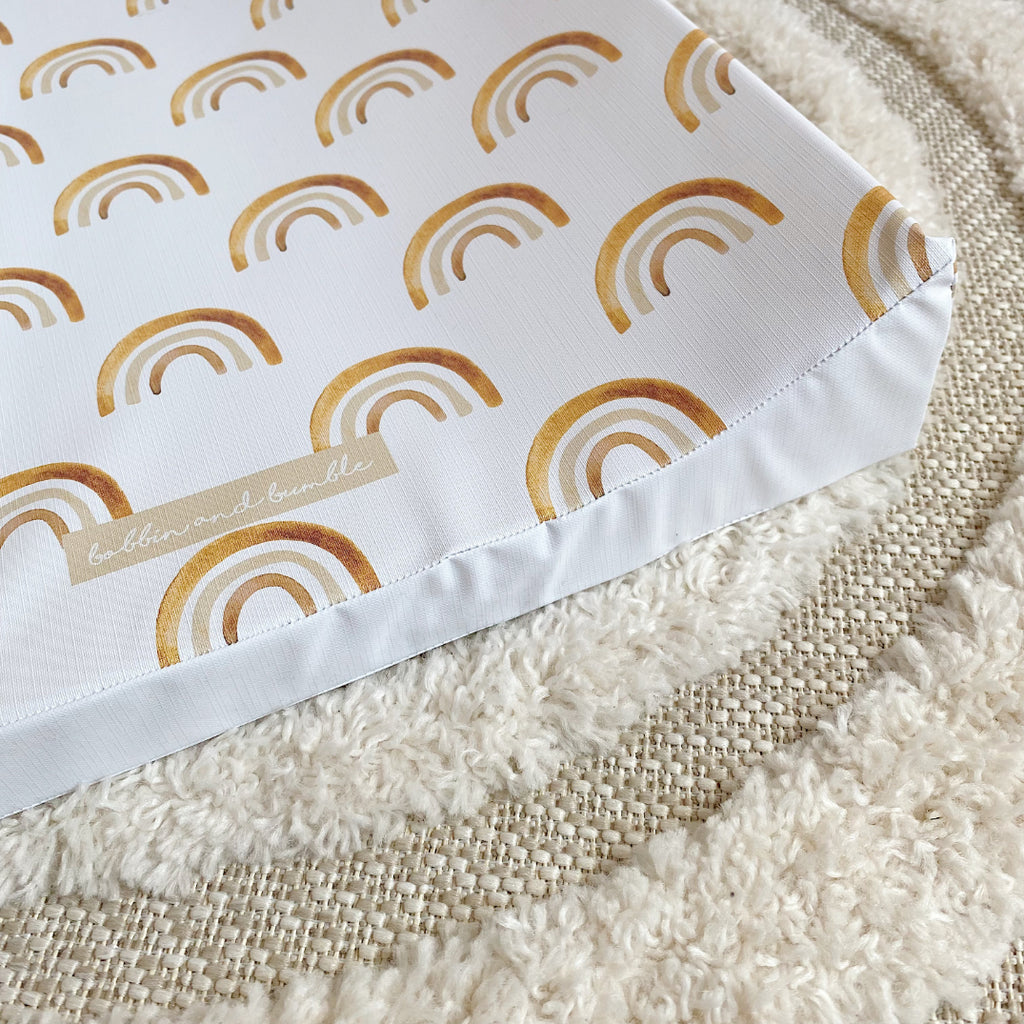 Anti-Roll Wedge Baby Changing Mat - Boho Unisex Rainbow print | Bobbin and Bumble.
