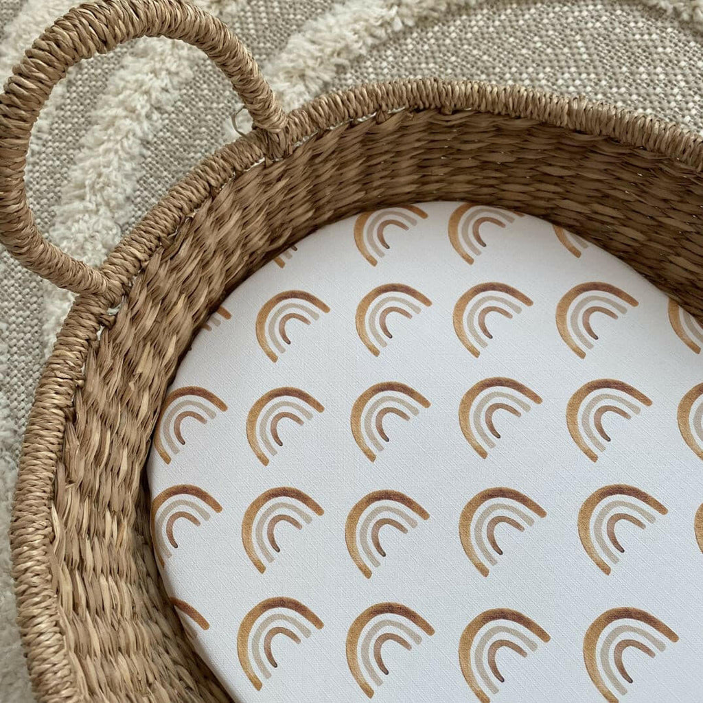 Basket Changing Mat - Boho Rainbow Print | Bobbin and Bumble.
