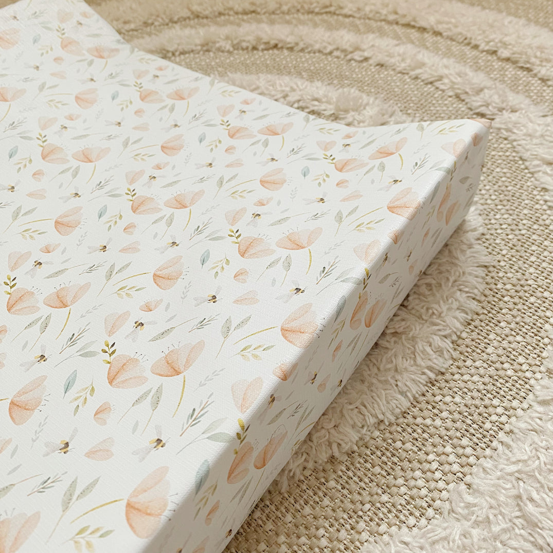 Anti-Roll Wedge Changing Mat - Bee Garden Print | Bobbin and Bumble.
