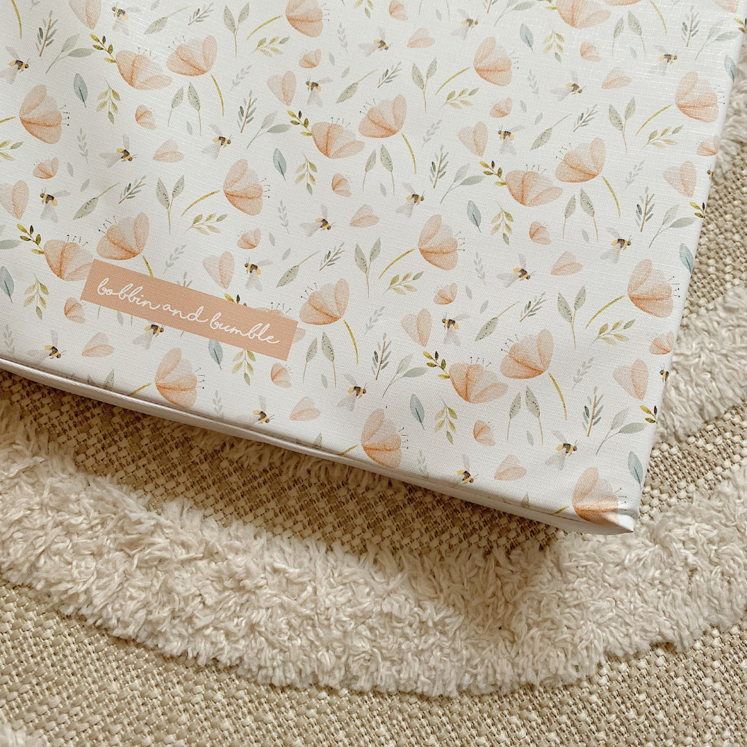 Anti-Roll Wedge Changing Mat - Bee Garden Print | Bobbin and Bumble.