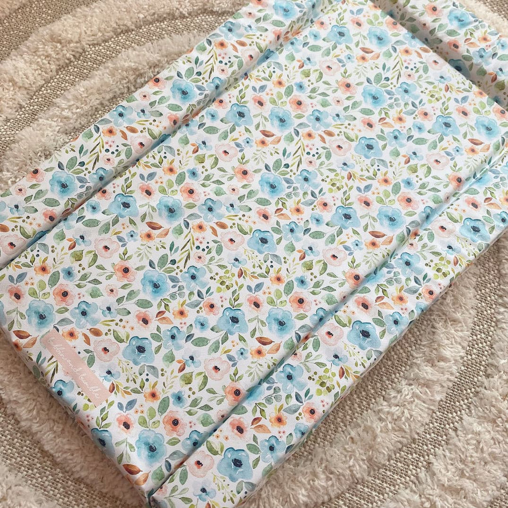 Deluxe Baby Changing Mat - Blue Floral Print | Bobbin and Bumble.