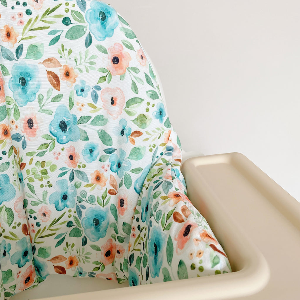 IKEA High Chair Cushion Cover - Blue Floral Print | Bobbin and Bumble.