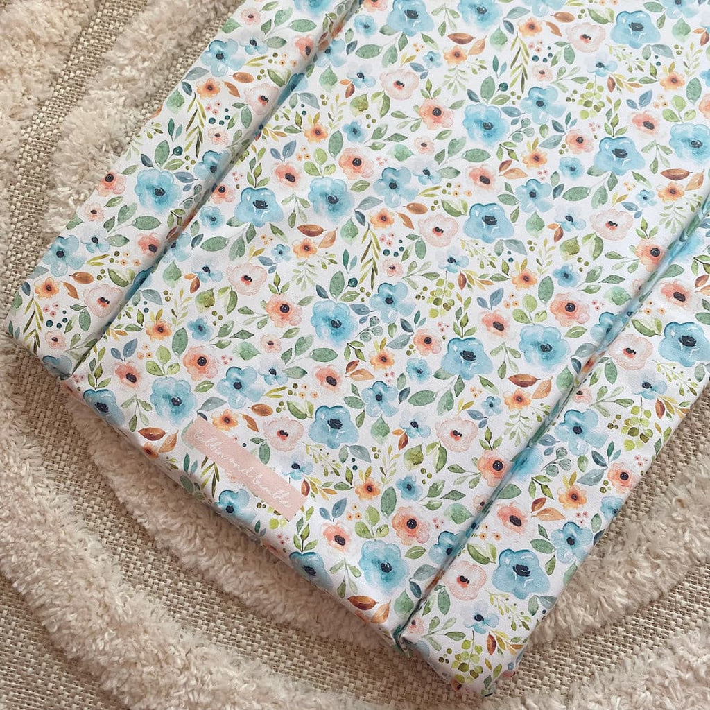 Deluxe Baby Changing Mat - Blue Floral Print | Bobbin and Bumble.