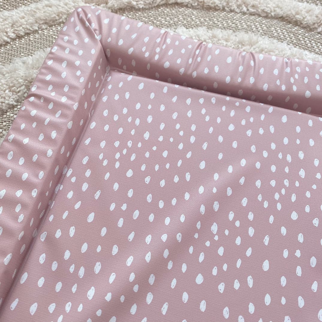 Deluxe Baby Changing Mat - Dusky Pink Spots Print | Bobbin and Bumble.