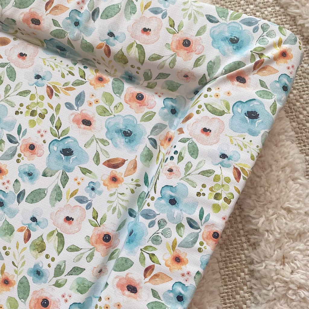 Deluxe Baby Changing Mat - Blue Floral Print | Bobbin and Bumble.