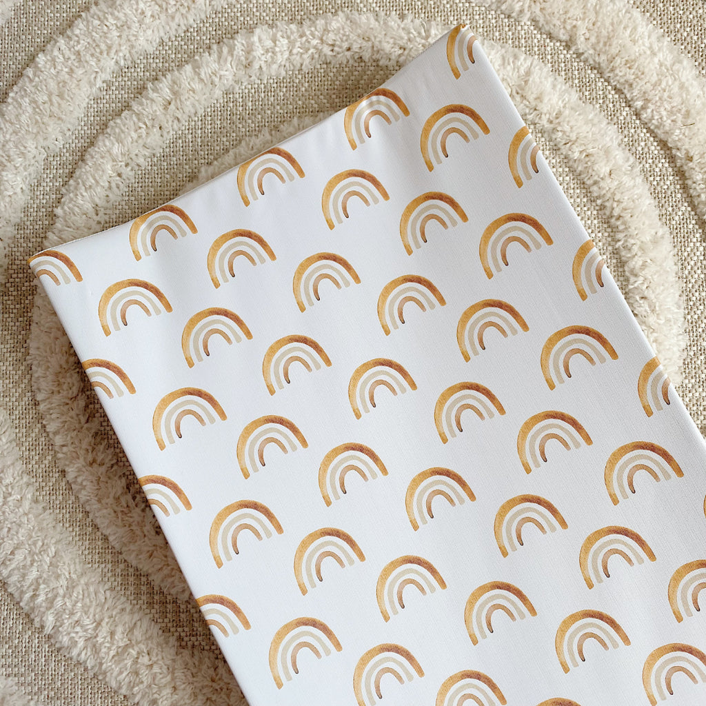 Anti-Roll Wedge Baby Changing Mat - Boho Unisex Rainbow print | Bobbin and Bumble.
