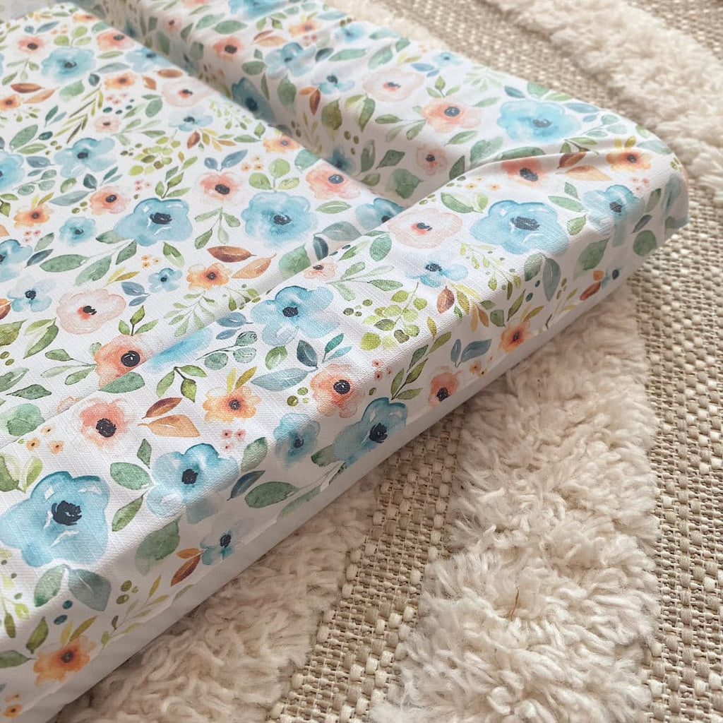 Deluxe Baby Changing Mat - Blue Floral Print | Bobbin and Bumble.