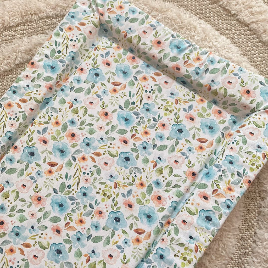 Deluxe Baby Changing Mat - Blue Floral Print | Bobbin and Bumble.