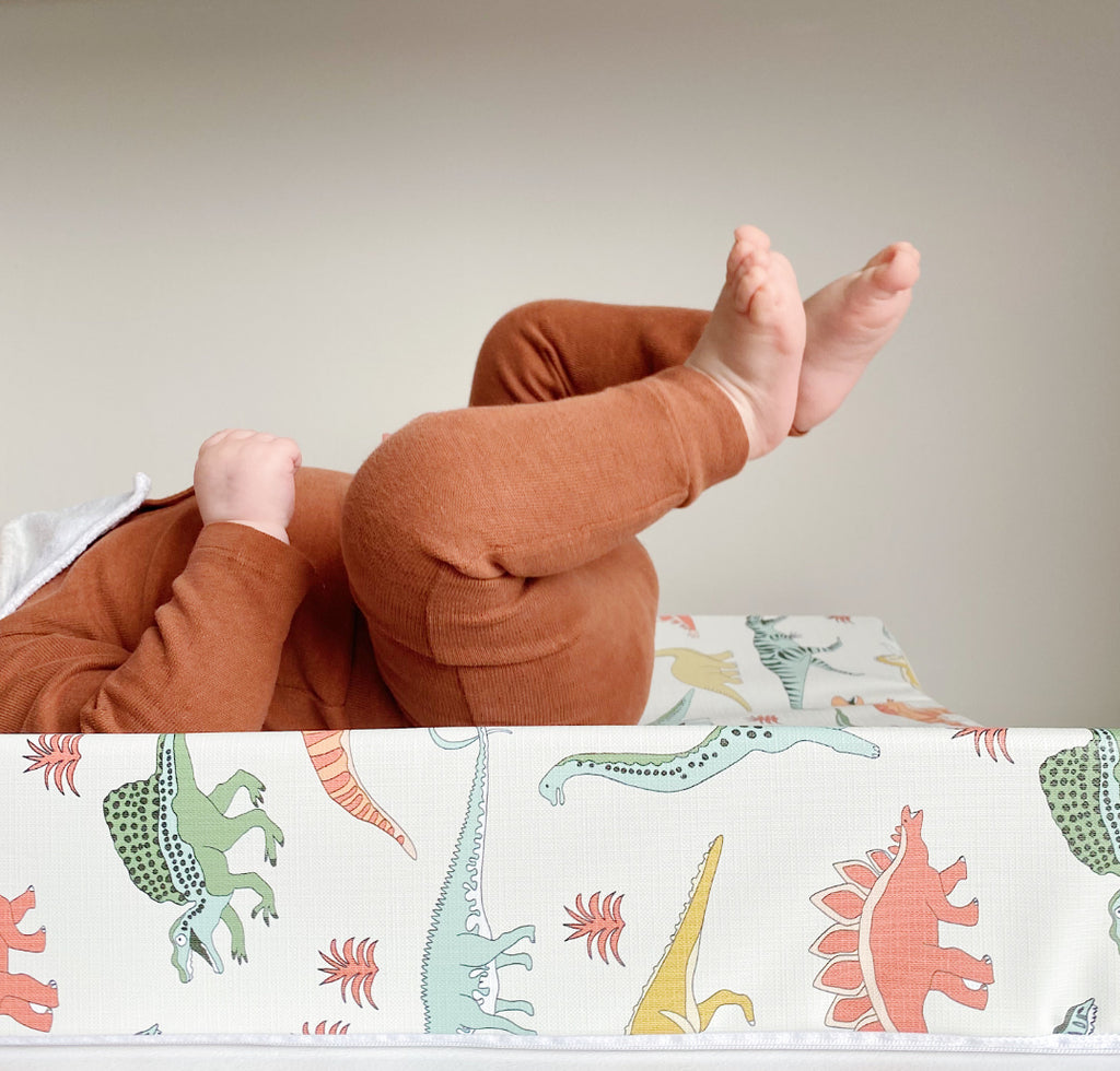 Anti-Roll Wedge Changing Mat - Dinosaur Print | Bobbin and Bumble.
