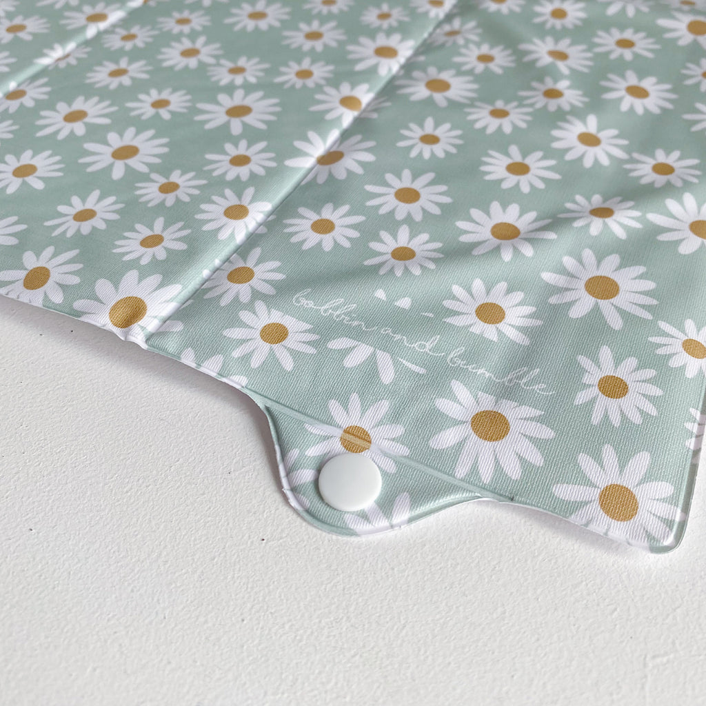Folding Baby Changing Mat - Daisy Print | Bobbin and Bumble.