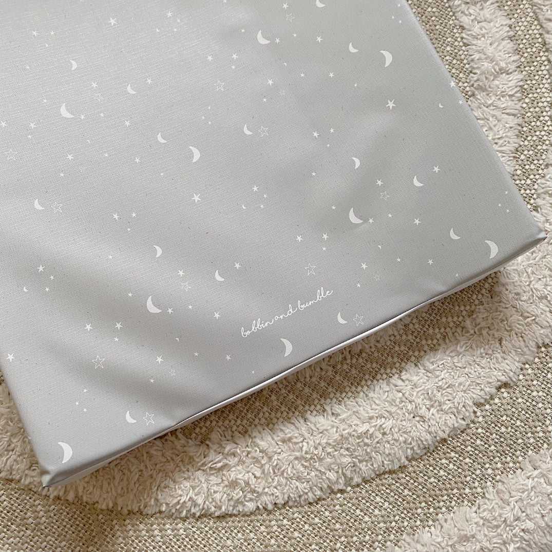 Anti-Roll Wedge Changing Mat - Grey Stars | Bobbin and Bumble.