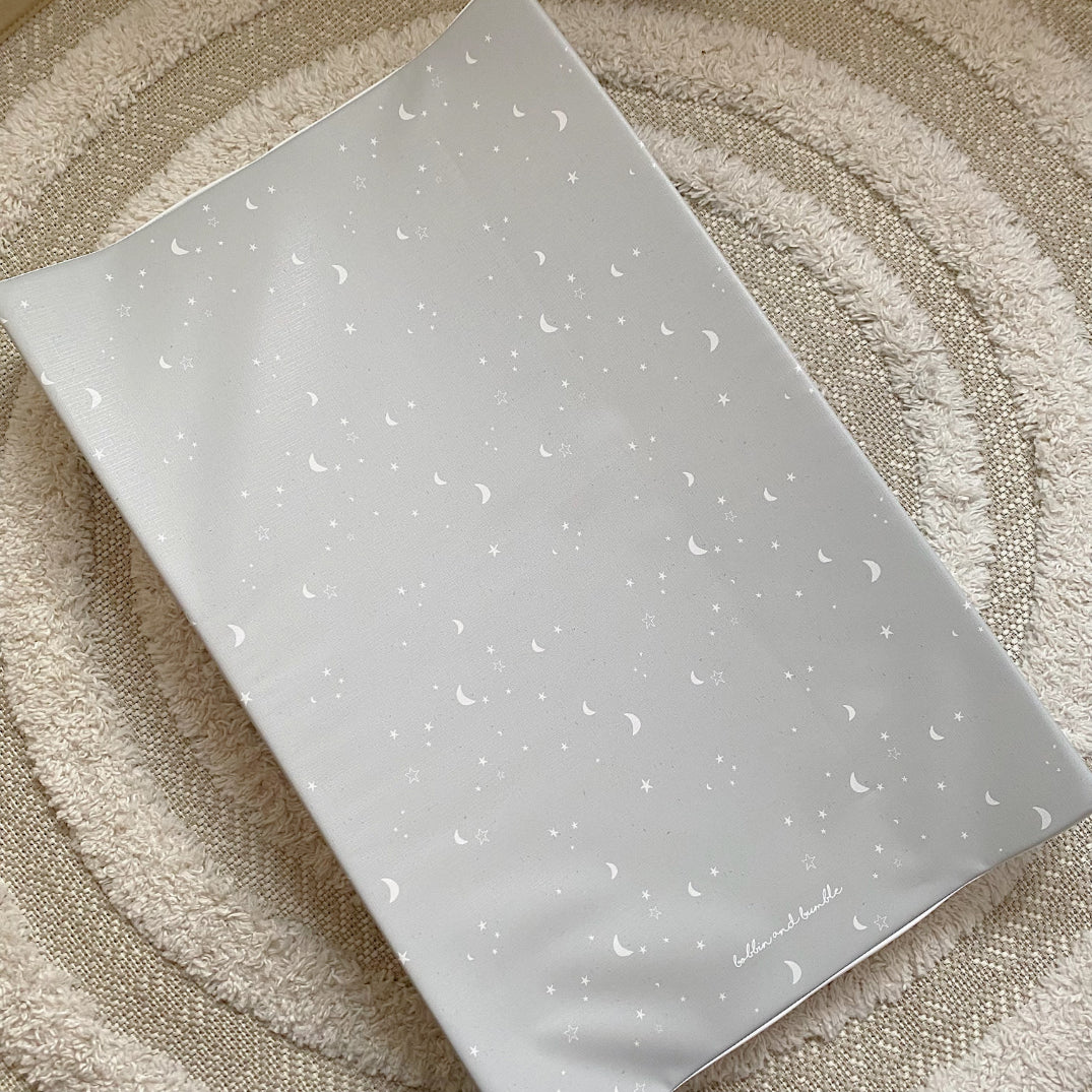Anti-Roll Wedge Changing Mat - Grey Stars | Bobbin and Bumble.