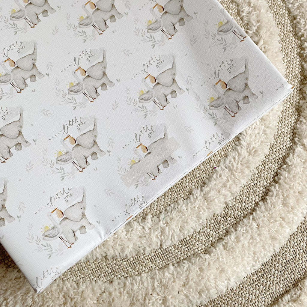 Anti-Roll Wedge Baby Changing Mat - Hello Little One Unisex print | Bobbin and Bumble.