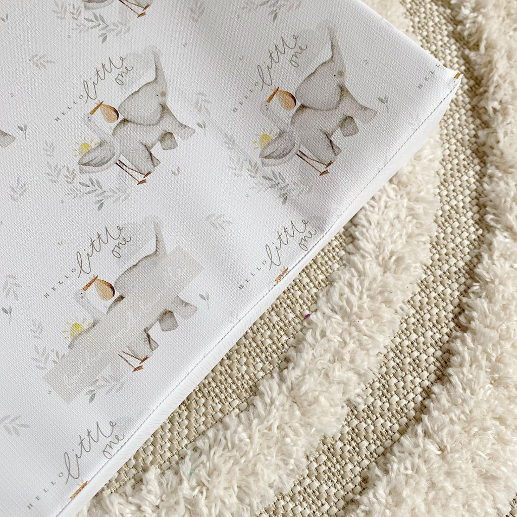 Anti-Roll Wedge Baby Changing Mat - Hello Little One Unisex print | Bobbin and Bumble.