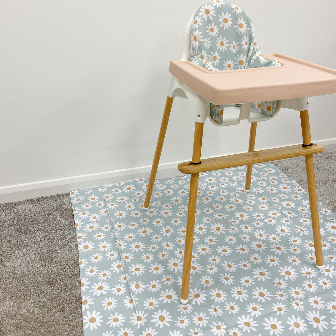 Splash mat - Mint Daisy Print | Bobbin and Bumble.