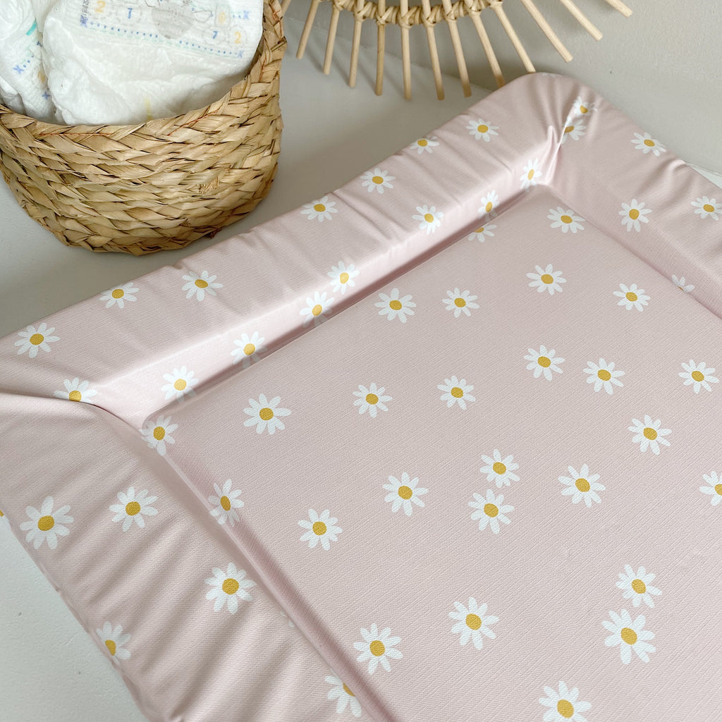 Deluxe Baby Changing Mat - Pink Daisy Print | Bobbin and Bumble.