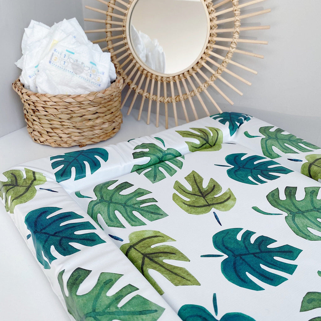 Deluxe Baby Changing Mat - Monstera Leaf Print | Bobbin and Bumble.