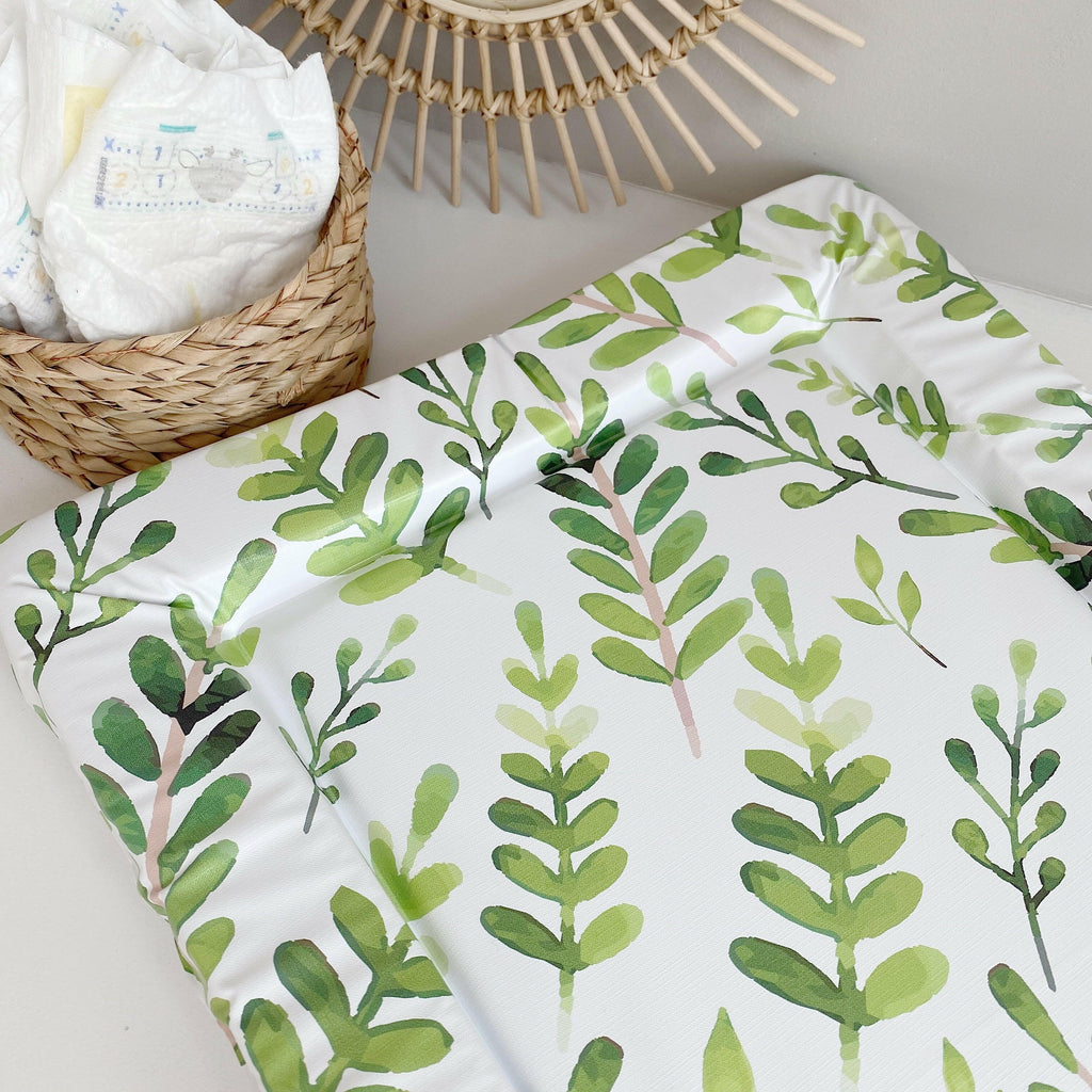 Deluxe Baby Changing Mat - Botanical Leaf Print | Bobbin and Bumble.