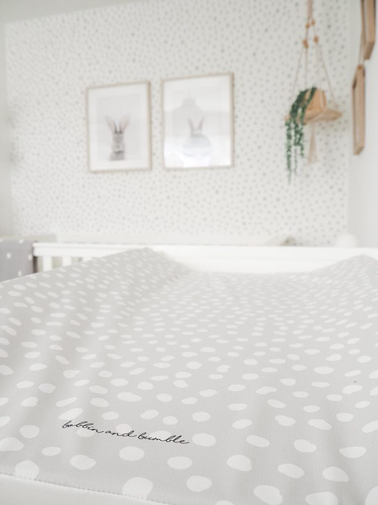 Anti-Roll Wedge Changing Mat - Grey Spots | Bobbin and Bumble.