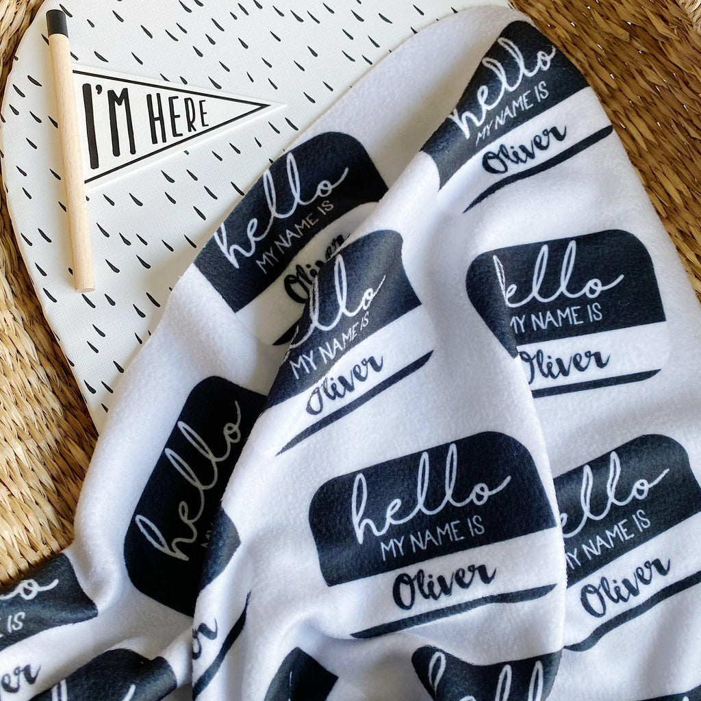 Personalised baby  - et "Hello My Name Is..." - Unisex Monochrome | Bobbin and Bumble.
