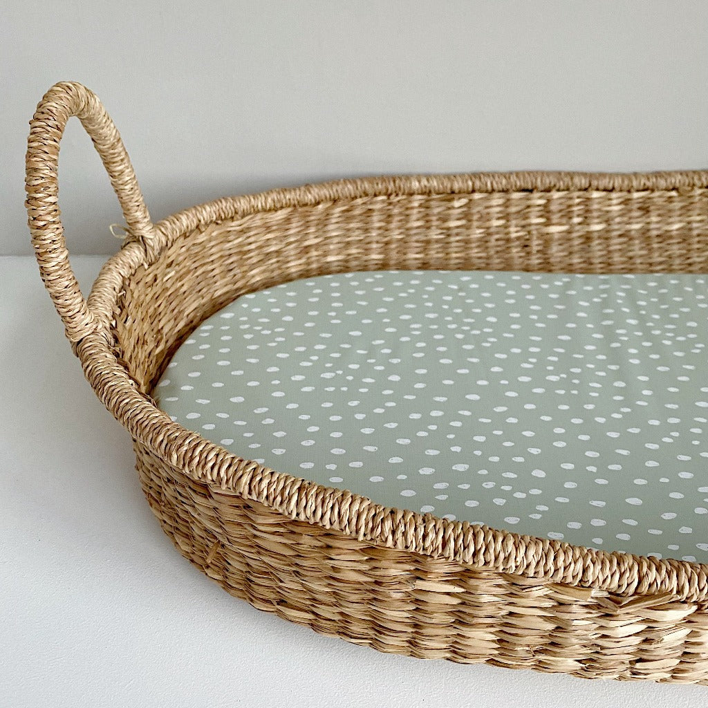 Basket Changing Mat - Sage Dots Print | Bobbin and Bumble.