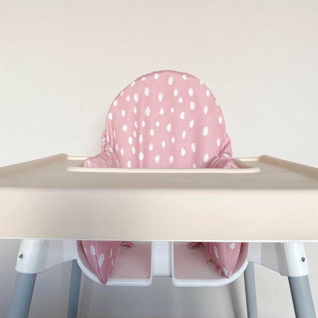 IKEA Highchair Cushion Cover - Dusky Pink Spots | Bobbin and Bumble.