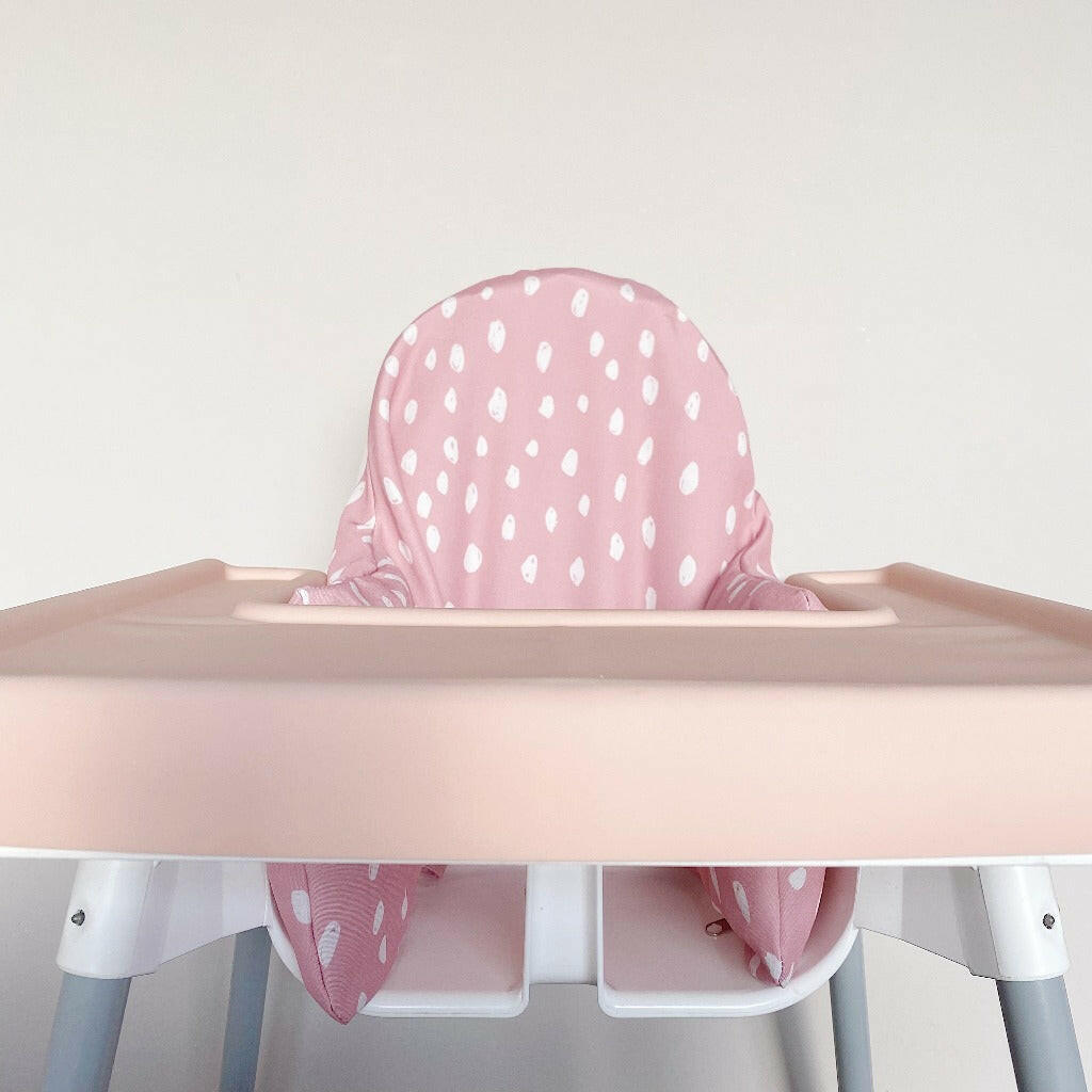 IKEA Highchair Cushion Cover - Dusky Pink Spots | Bobbin and Bumble.
