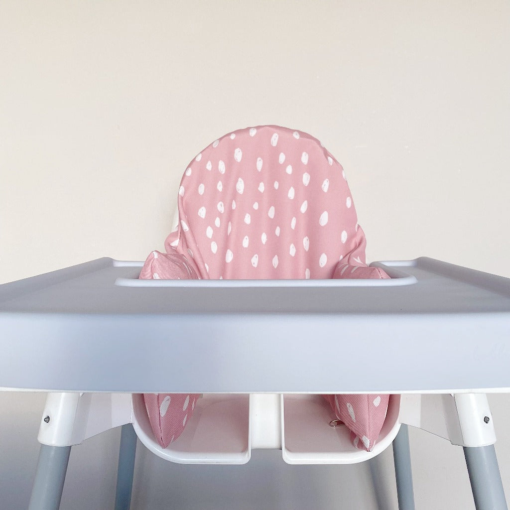 IKEA Highchair Cushion Cover - Dusky Pink Spots | Bobbin and Bumble.