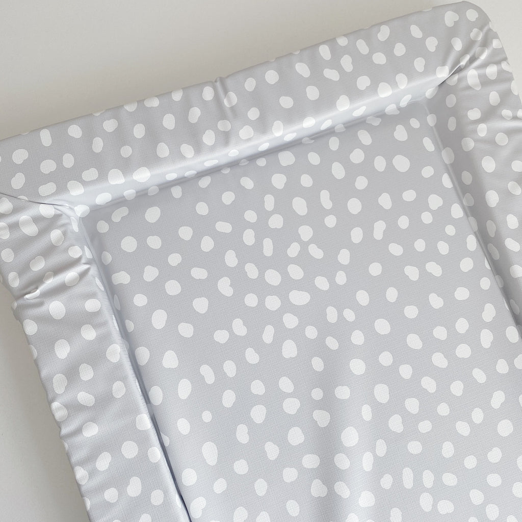 Deluxe Baby Changing Mat - Grey Spots Print | Bobbin and Bumble.
