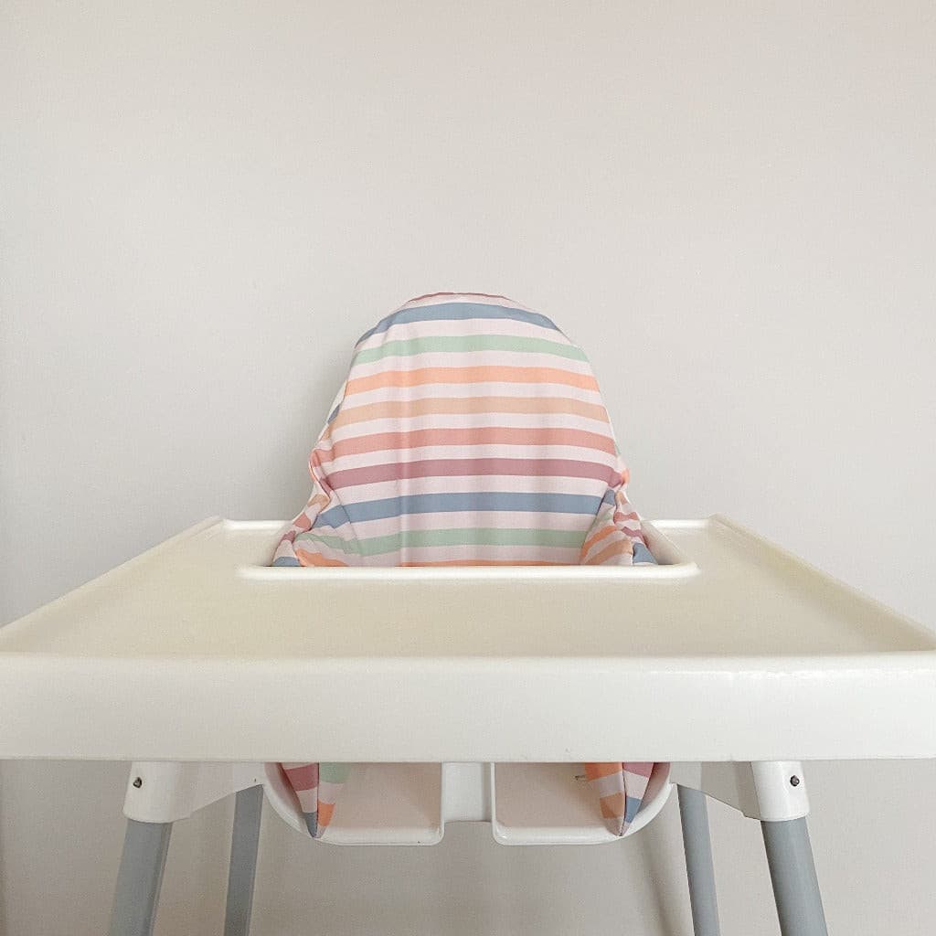 Colourful Pastel Stripes IKEA Antilop Highchair Cushion Cover | Bobbin and Bumble.