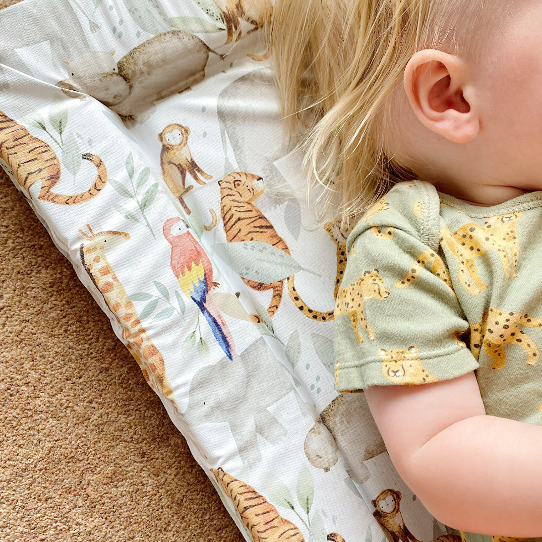Deluxe Baby Changing Mat - Jungle Animals Print | Bobbin and Bumble.