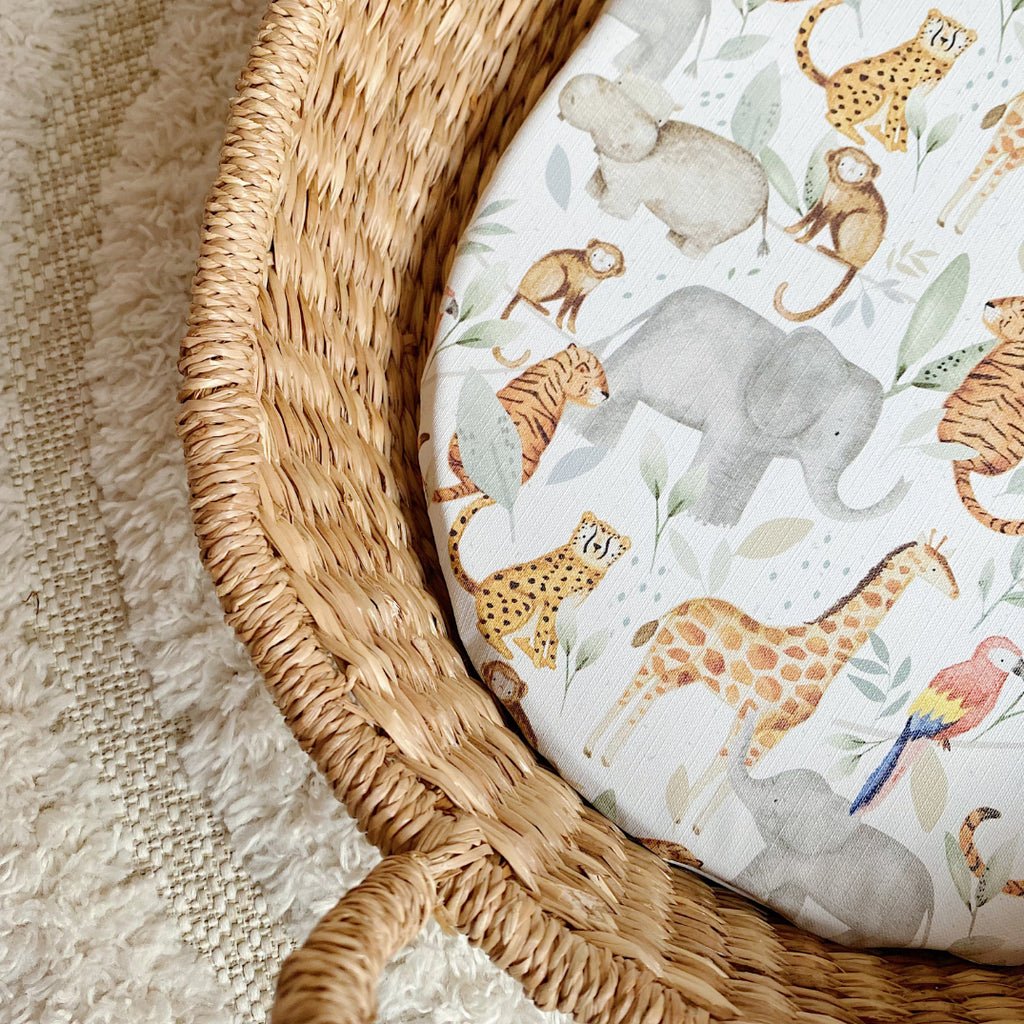 Basket Liner Mat - Jungle Animals Print | Bobbin and Bumble.